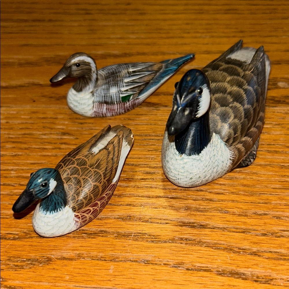 Artisan Bird Figurine Trio - Blue, Brown, White